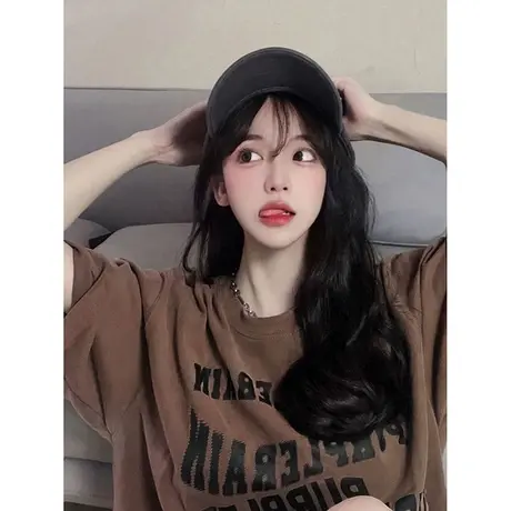 港味chic咖色t恤女复古大码纯棉休闲短袖韩版ins潮遮肚洋气上衣夏商品大图