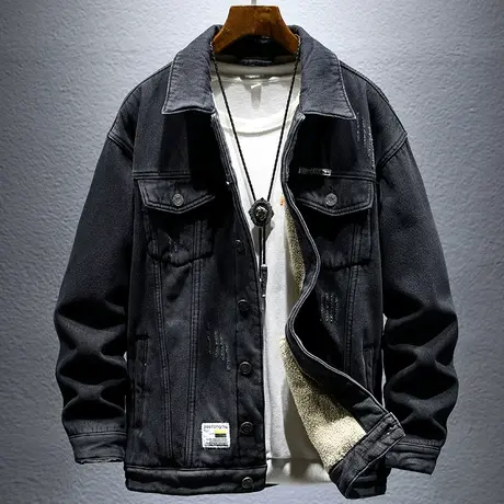 品质牛仔夹克男装牛仔夹克冬季加绒外穿加厚保暖抗寒冬天外套潮男图片