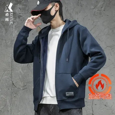 2025秋冬新款开衫拉链卫衣男春秋宽松大码休闲运动外套加大加厚潮图片