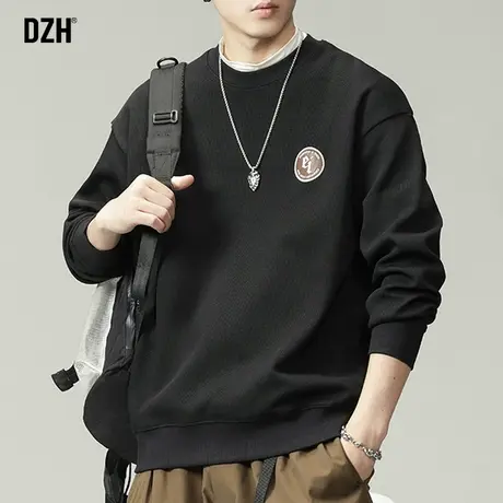 男士黑色重磅卫衣男秋季美式潮牌男装2023新款长袖上衣男款体恤衫商品大图