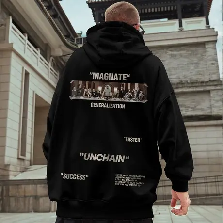 秋冬款加绒加厚卫衣男潮ins连帽潮牌宽松加肥加大码潮流国潮外套商品大图