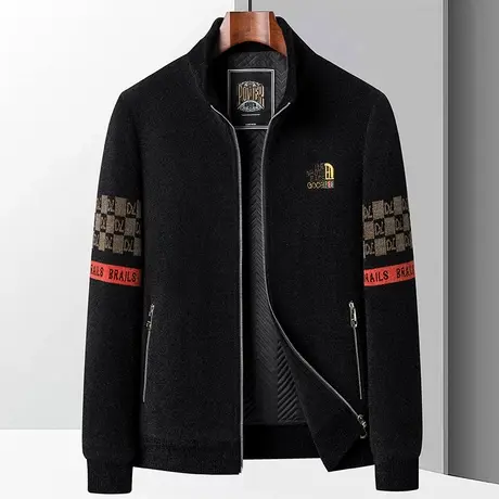 2022秋冬季新款雪尼尔外套上衣男士立领短款男装加厚呢子夹克衣服商品大图