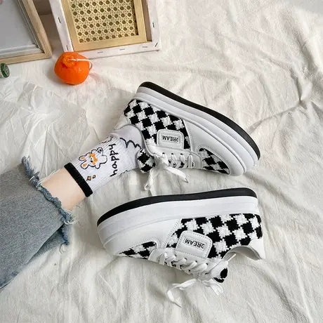 爆款休闲运动小白鞋女ins潮增小众高百搭2024新款春秋季帆布板鞋商品大图