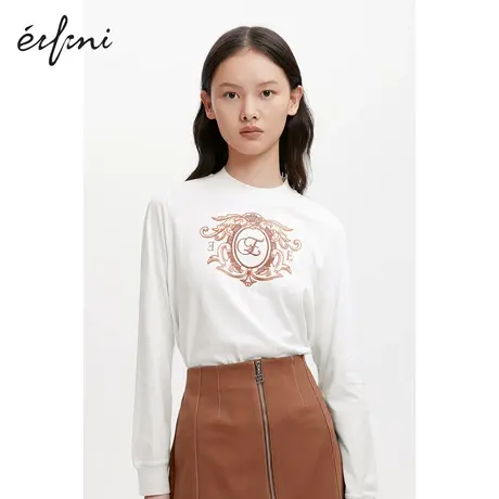 伊芙丽T恤女商场同款春秋新品圆领长袖个性印花休闲上衣1B9101111商品大图