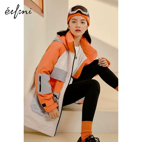 伊芙丽羽绒服女2021年秋冬新款冲锋衣撞色休闲时尚外套1B9981841商品大图