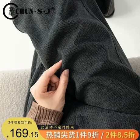 灰色休闲裤女2024新款秋冬季加厚女裤九分哈伦裤小个子裤子毛呢裤图片