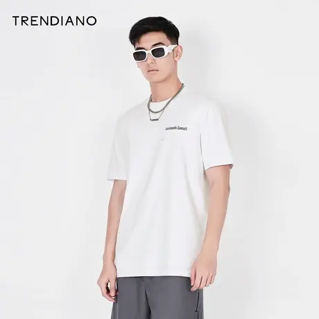 TRENDIANO夏季官方潮牌男装新款时尚休闲纯色百搭圆领短袖T恤商品大图