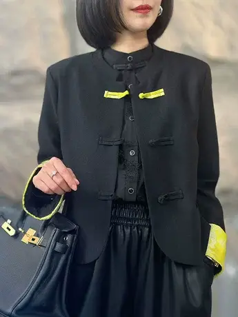 新中式国风盘扣西装外套女2024春季新款小个子高级气质短款上衣潮商品大图