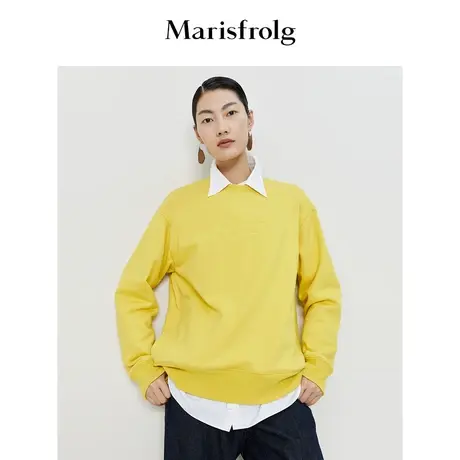 #多巴胺穿搭# 玛丝菲尔外套23春装新款复古圆领宽松卫衣女商品大图