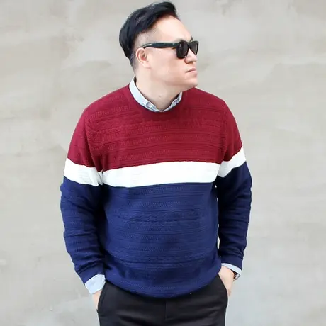 大依无忧男装新款特大号男装韩版加肥加大码男士线衣毛衣针织衫图片