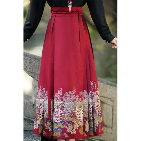 订婚礼服马面裙婚服敬酒服2024新款新娘高级感新中式小个子酒红色图片