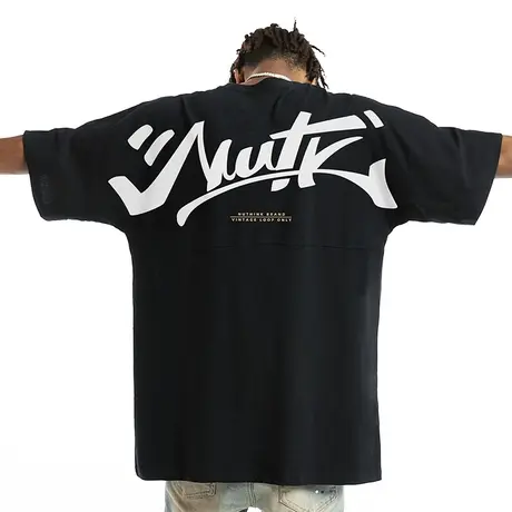 Nuthink美式高街vibe风字母短袖T恤男夏季oversize加肥加大上衣潮商品大图