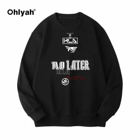 Ohlyah卫衣男春秋韩版oversize圆领薄款cec外套ins潮学生宽松衣服商品大图