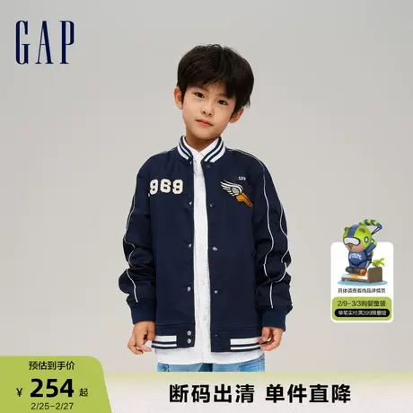 【断码优惠】Gap男童春秋LOGO宽松廓形Varsity校队夹克外套809559商品大图