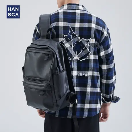 hansca格子衬衫男潮牌春季新款日系百搭宽松复古休闲大码衬衣外套商品大图