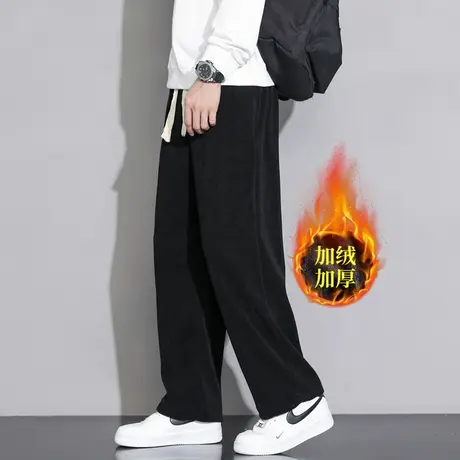 加肥加大码休闲裤男生潮牌胖子秋冬季加绒加厚运动裤长裤宽松卫裤商品大图