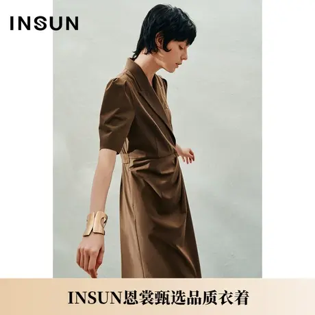 INSUN恩裳夏季凉感褶皱不对称西装连衣裙图片