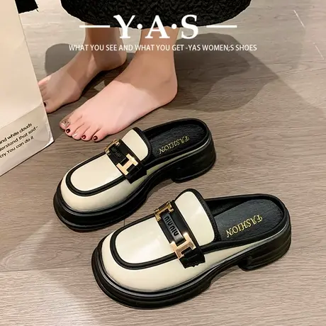 小皮鞋女英伦风单鞋2024新款春季厚底法式爆款软底乐福鞋白色鞋子商品大图