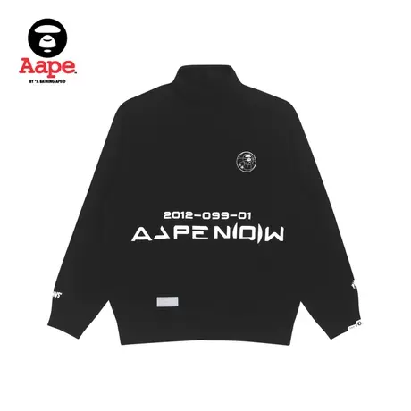 Aape旗舰店男装秋冬猿颜徽章字母印花潮流加绒立领卫衣3810XXH商品大图