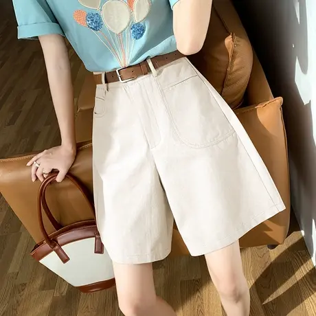 法式男友风女裤子2022夏季新款直筒显瘦五分裤a字短裤网红休闲裤图片