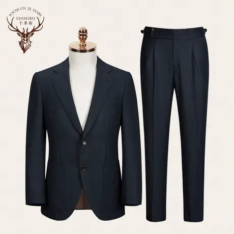 十米布冬季羊毛西服男套装商务平驳领半麻衬意式修身上班英伦西装图片