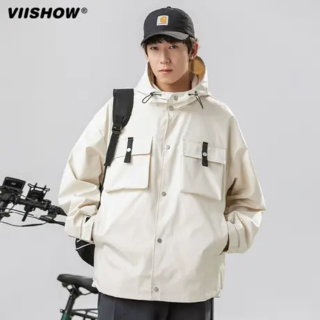 VIISHOW工装风衬衫夹克高街美式潮牌外套2023秋季情侣痞帅外套商品大图