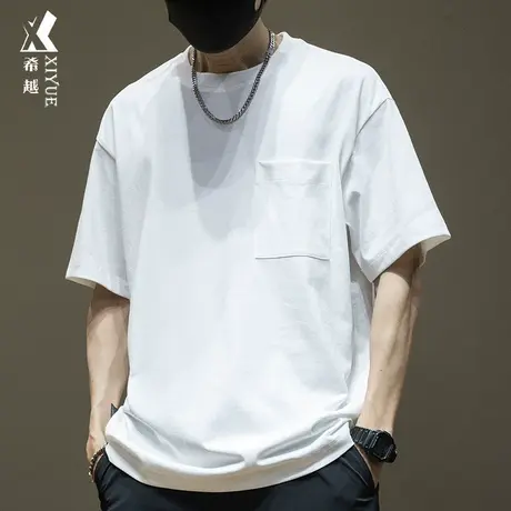 潮男短袖t恤男士白色宽松大码工装男装体恤男夏季潮牌个性男款潮商品大图