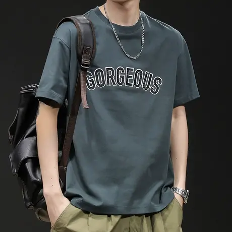 潮流短袖t恤男士宽松大码潮牌夏季2023新款纯棉男装圆领体恤男款商品大图
