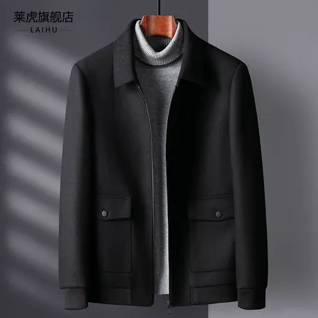 秋冬季新款商务休闲夹克男装时尚潮流翻领加厚男士羊毛呢子外套潮图片