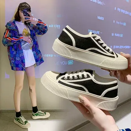 贝壳头小白帆布板鞋女四季ins2023年新款小众百搭时尚休闲运动鞋商品大图