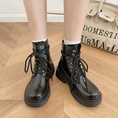 夏季爆款马丁靴女款2023新款春秋单靴复古英伦风机车短靴女靴子女图片