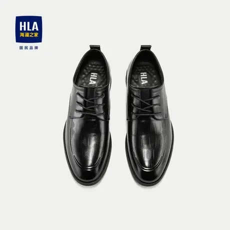 HLA/海澜之家格纹压花正装皮鞋2023新款牛皮商务有型德比鞋皮鞋男商品大图