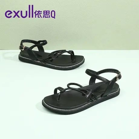 依思q拖鞋女夏外穿2023夏季新款平底时装凉鞋仙女风休闲鞋罗马鞋商品大图