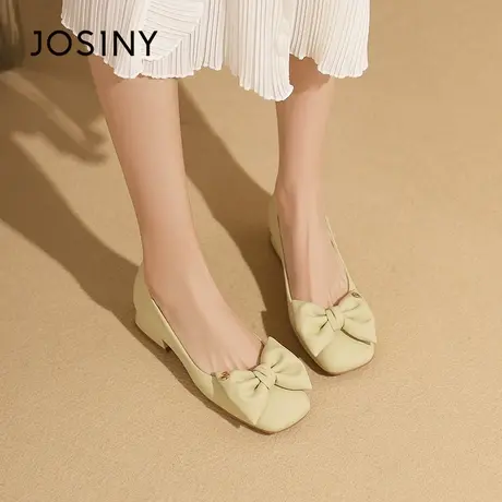 Josiny/卓诗尼气质方头蝴蝶低帮高跟鞋2023秋季新款时尚百搭女鞋商品大图
