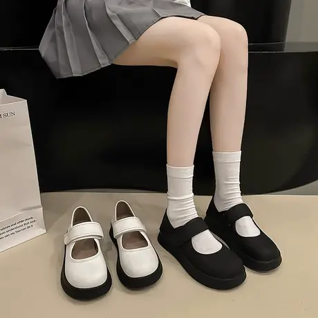 法式玛丽珍鞋女2024年春夏季新款百搭浅口单鞋松糕厚底防滑小皮鞋商品大图