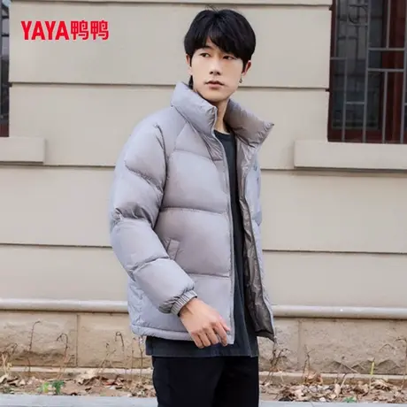 鸭鸭羽绒服男2023年秋季新品短款立领休闲百搭保暖面包服外套J图片