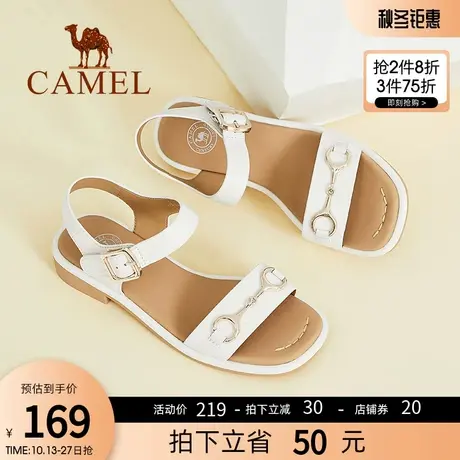 骆驼女鞋2023夏季新款仙女风一字带凉鞋女网红ins超火时装凉鞋女图片