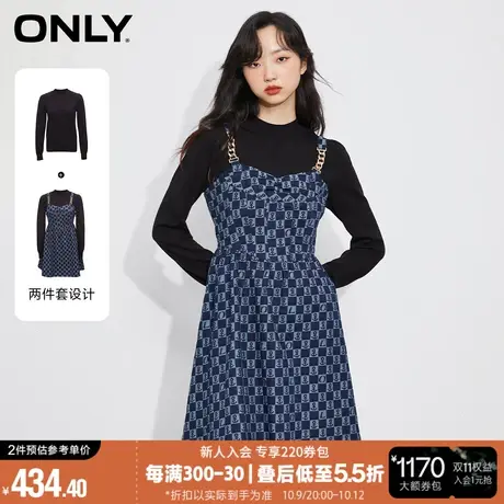 ONLY冬季千金风针织吊带牛仔裙套装连衣裙女|122442005图片