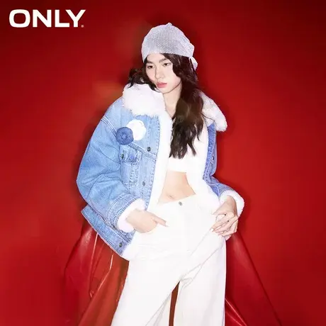 【直播专享】ONLY2024春季新款加绒宽松牛仔短款外套女|12410B002商品大图