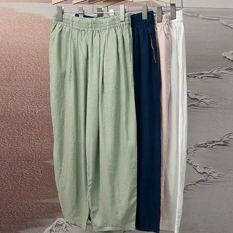 享永子棉麻休闲裤女宽松显瘦文艺复古百搭亚麻女裤2023春夏新款商品大图