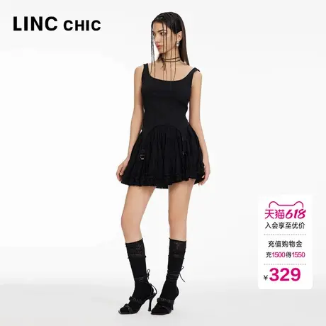 LINCCHIC金羽杰裙子百褶裙浪漫芭蕾荷叶边半身裙女S242SK379Y图片