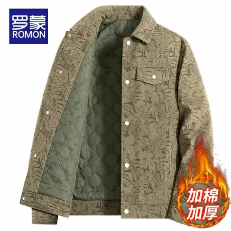 罗蒙加棉男士外套秋冬季2025新款灯芯绒棉服加厚保暖夹克休闲上衣商品大图