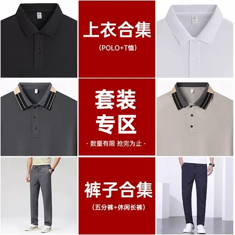 【父亲节夏季选搭套装】罗蒙中青年短袖Polo衫夏季薄款T恤短裤男商品大图
