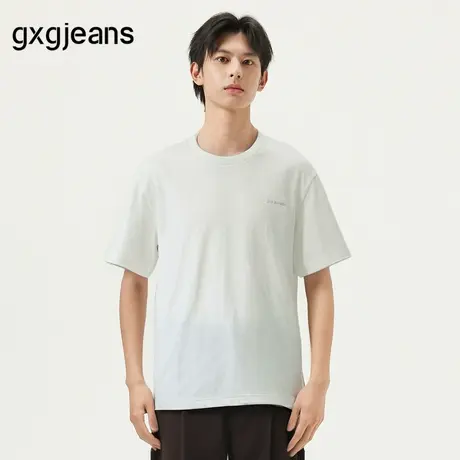 gxg.jeans男装 白色基础字母休闲宽松圆领短袖T恤男士 25夏季新款图片