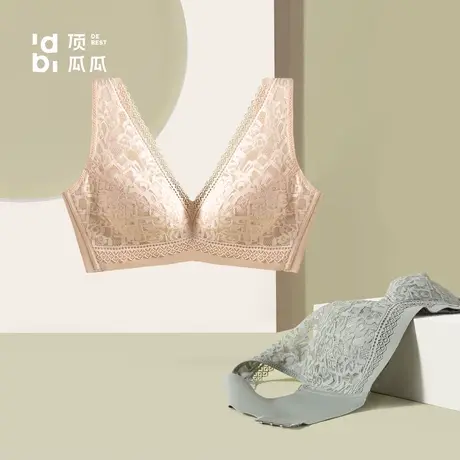 顶瓜瓜蕾丝内衣女小胸聚拢无钢圈夏季薄款文胸套装性感法式胸罩图片
