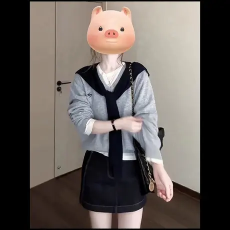 毛衣套头针织衫女早秋季韩系穿搭显瘦小个子慵懒风高级感上衣外穿商品大图