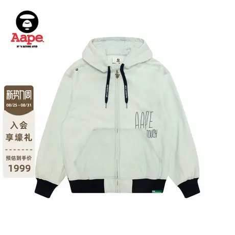 Aape旗舰店男装秋冬字母刺绣水洗做旧连帽牛仔夹克外套7646XXP图片