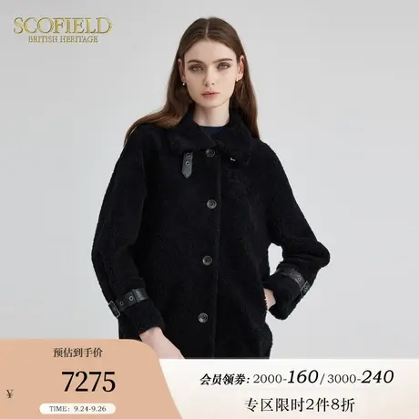【羊皮毛一体】Scofield女装羊皮革黑色气质廓形短外套冬季新款图片