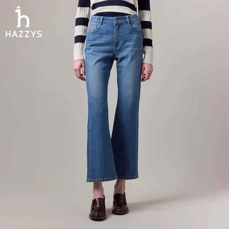 【商场同款】Hazzys哈吉斯2025秋季新品女裤子微喇裤休闲裤牛仔裤图片