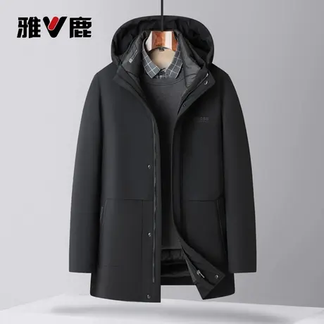 雅鹿男士羽绒服可拆卸内胆羽绒服连帽商务休闲中长款保暖外套男商品大图